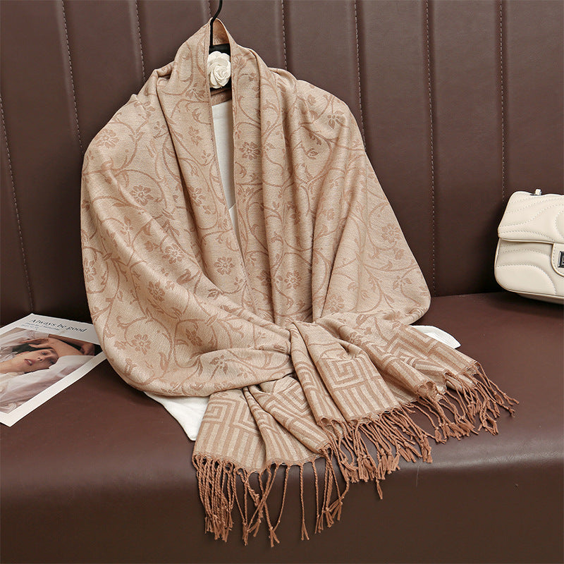 MY03 New Jacquard Tassel Long Scarf - MinYang Fashion Apparel Accessory Manufacturer