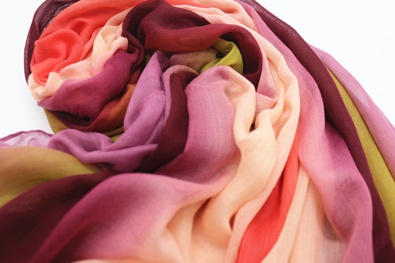 xmr Rainbow cotton and linen scarf Gradient hijab hijab/tudung printed hijab printed scarf - MinYang Fashion Apparel Accessory Manufacturer