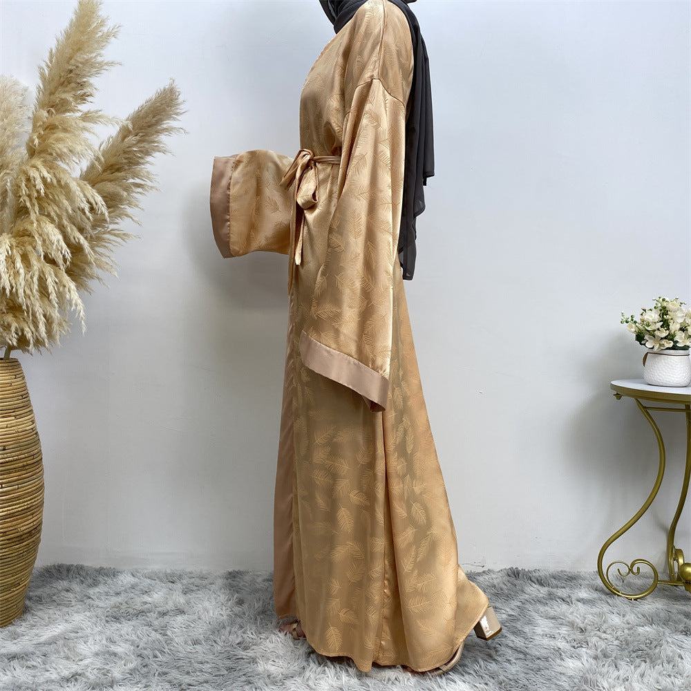 1948 printed satin muslim abaya dress