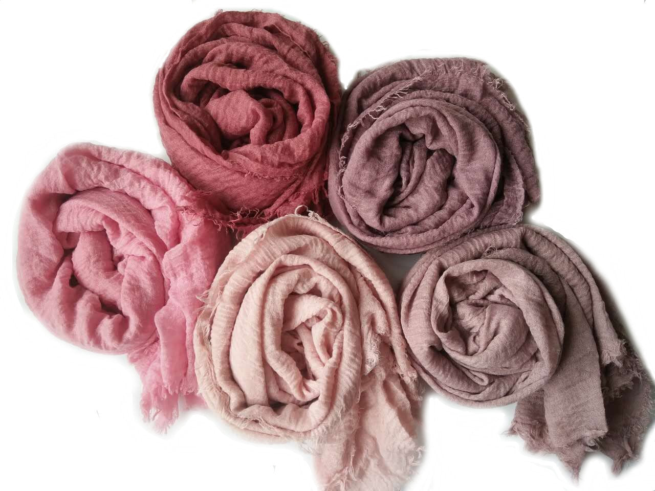WJ01 Cotton scarf solid color scarf wrinkled bubble scarf shawl headscarf