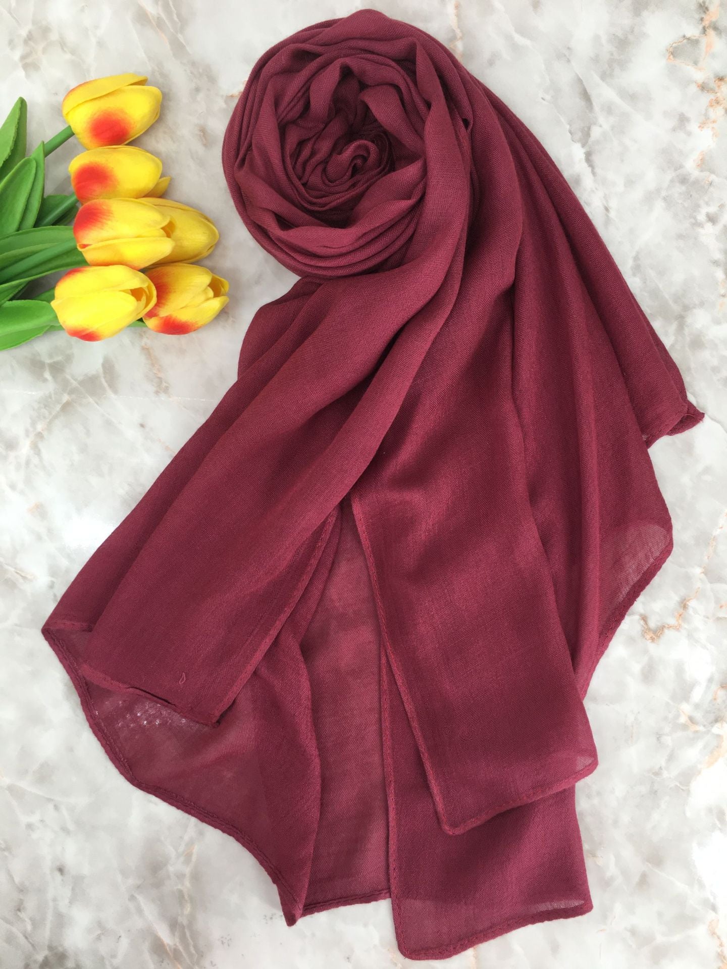HY006 70X180CM 35COLRO Thin Single Needle Modal hijab + jersery Knitted Hat cap