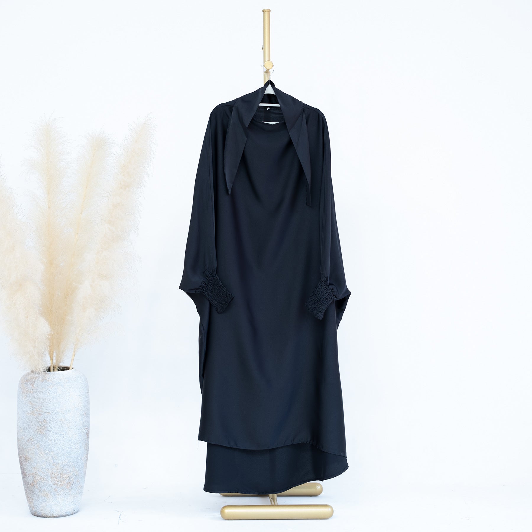 LR662 Pakaian gaun panjang kanak-kanak warna solid abaya abaya