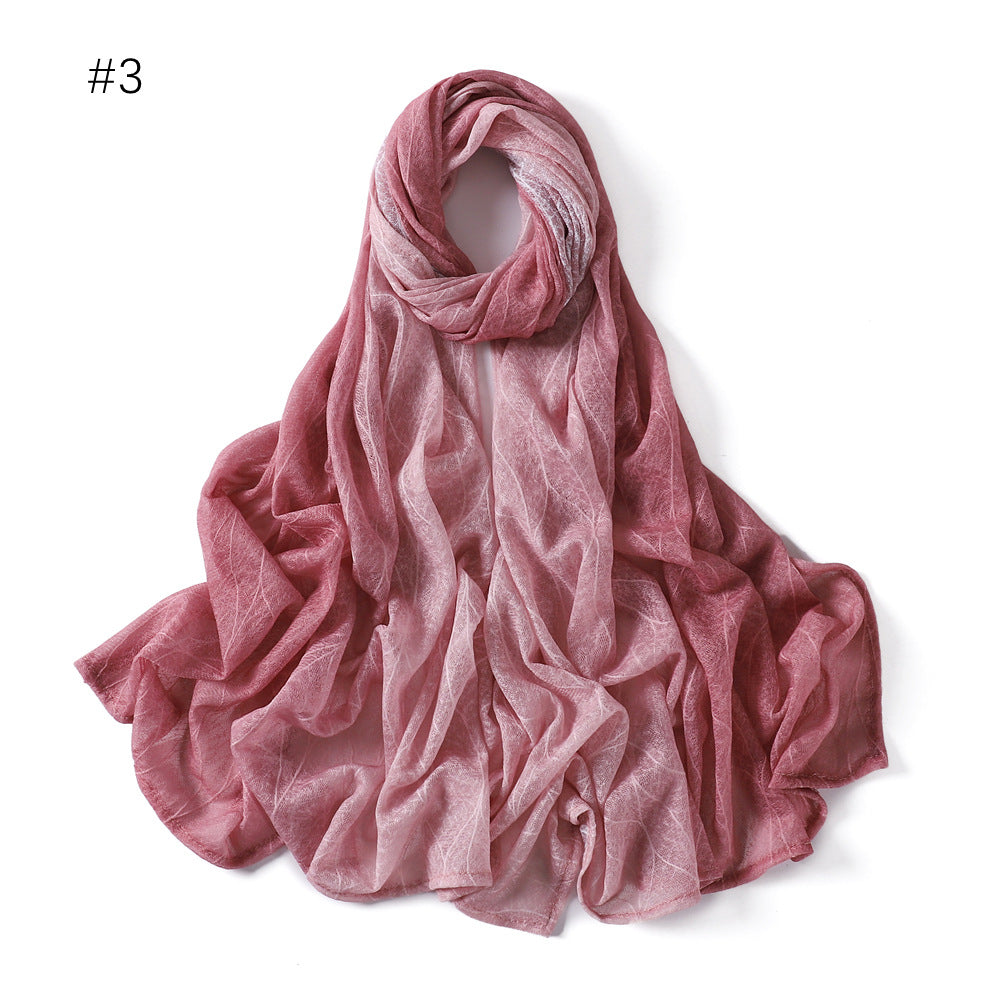 YZ80 Lace breathable hollow slightly elastic wave gradient color hijab hijab/tudung printed hijab printed scarf Gradient