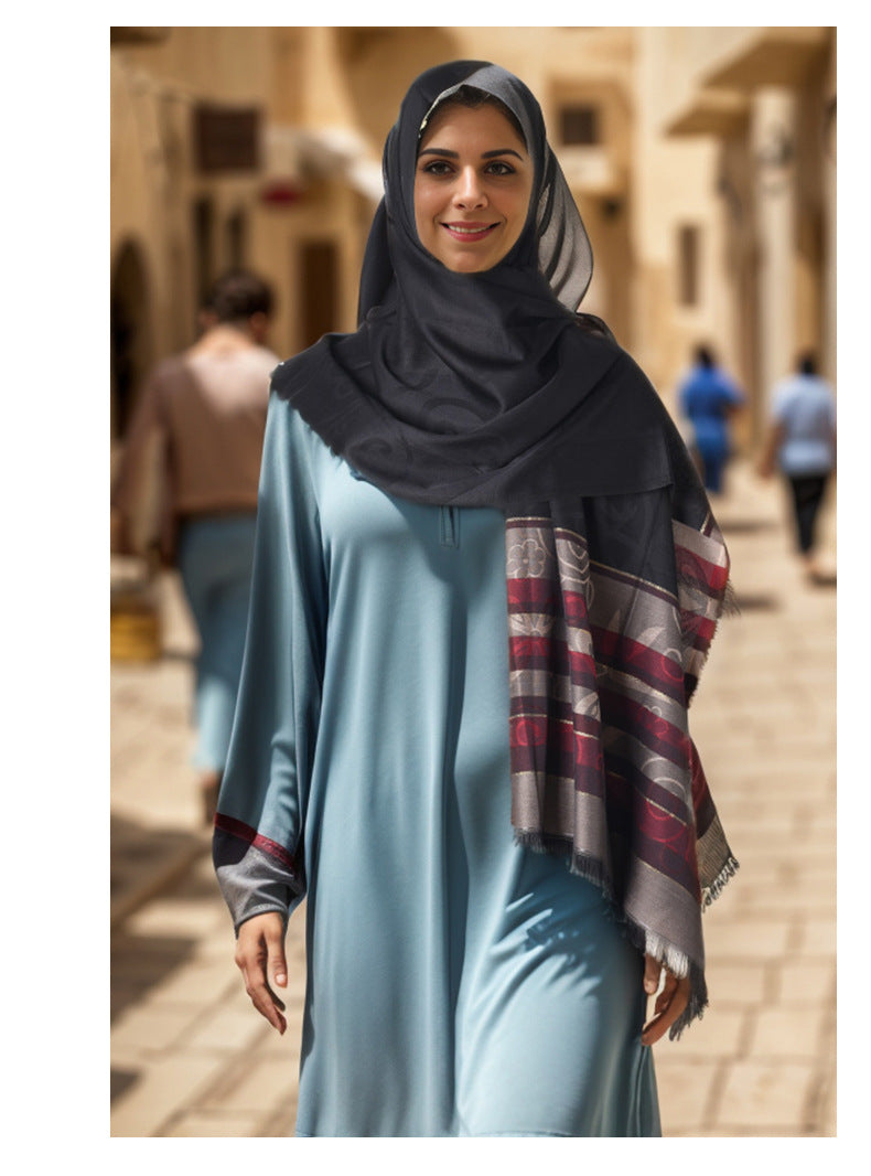 03-9 Striped scarf ethnic style Iranian Turkish hijab/tudung