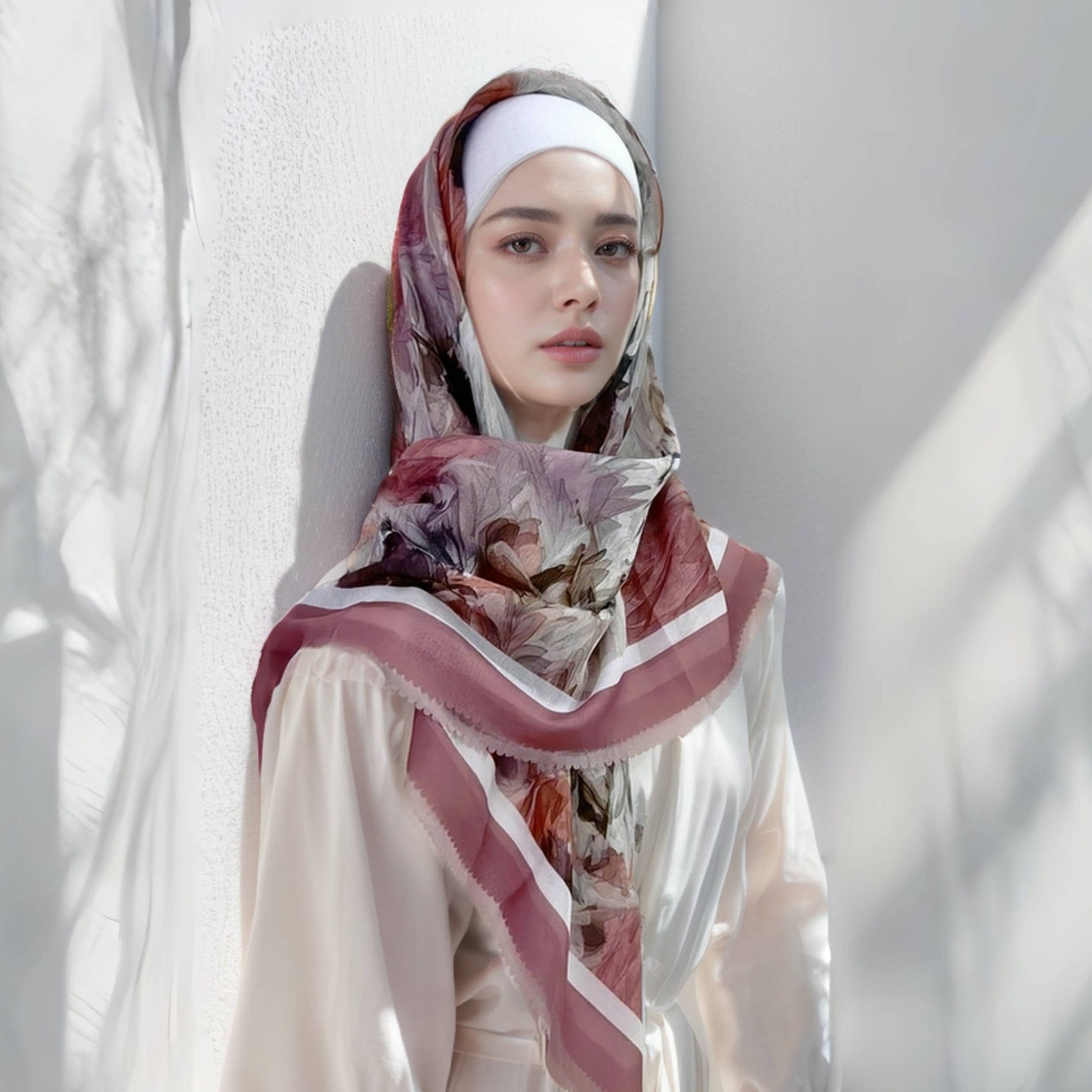 WJA278 Selendang sutera untuk wanita selendang, selendang persegi besar, cetakan bali, tudung pelindung matahari