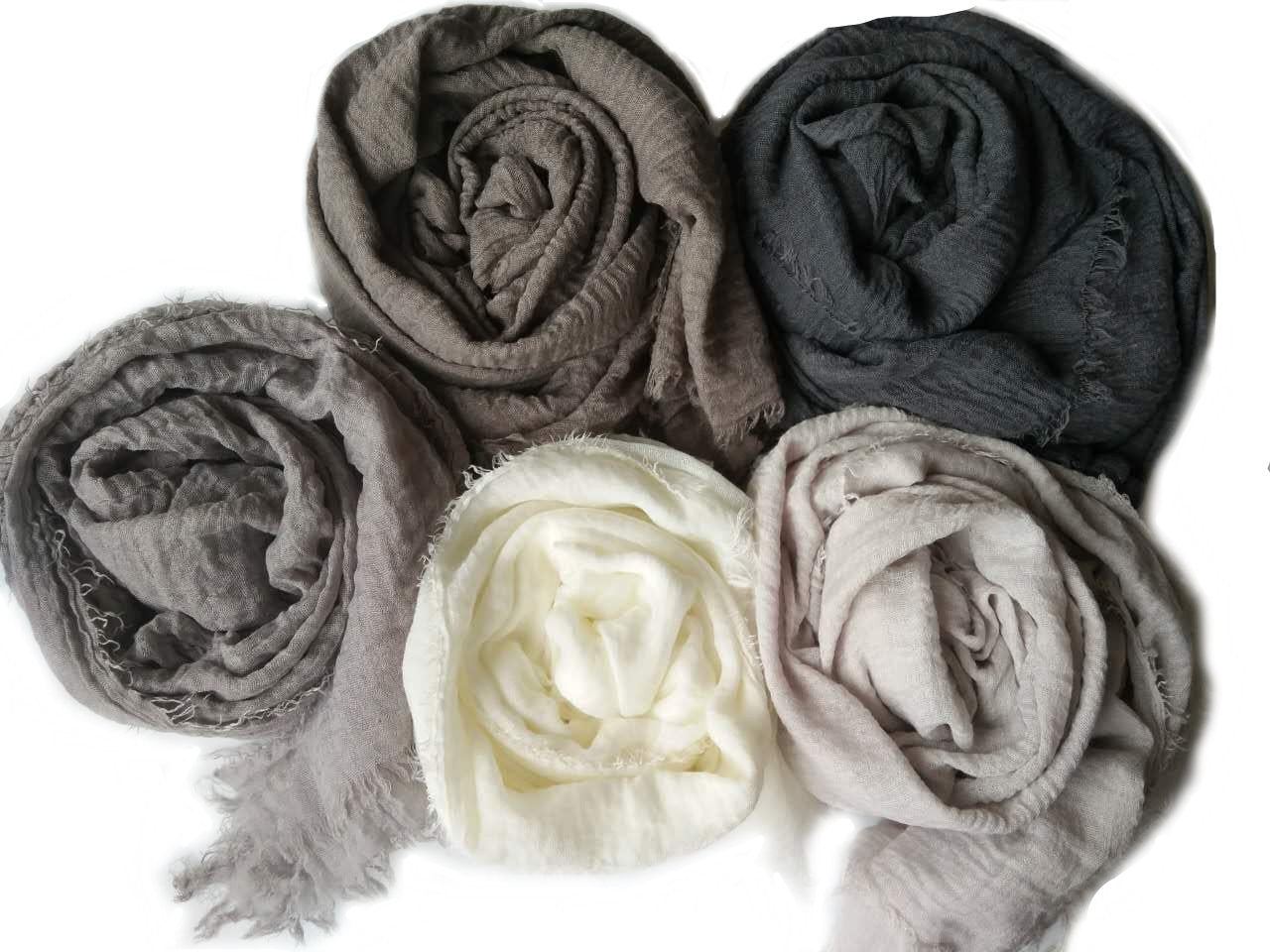 WJ01 Cotton scarf solid color scarf wrinkled bubble scarf shawl headscarf