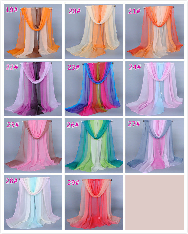 1002 gradient color georgette thin hijab scarf - MinYang Fashion Apparel Accessory Manufacturer