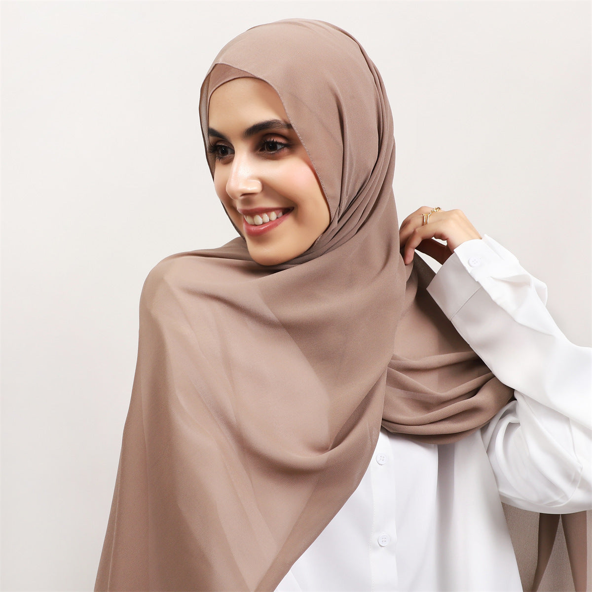 WJ062 Solid color elastic tube hat magnetic buckle integrated hijab set cap