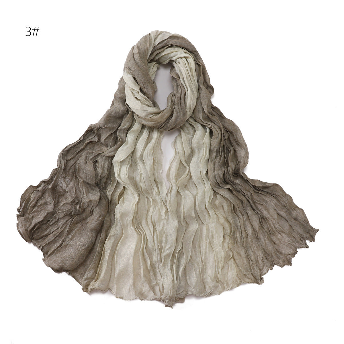 YZ205 Cotton and linen gradient wrinkled dyed long scarf hijab hijab/tudung printed hijab printed scarf Gradient - MinYang Fashion Apparel Accessory Manufacturer
