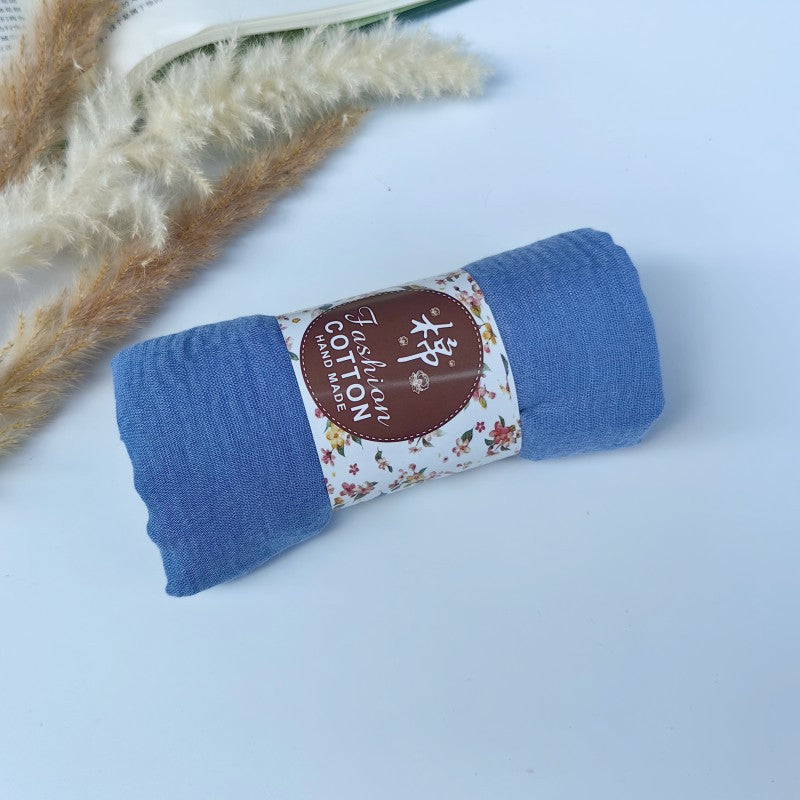 WJ01 Cotton scarf solid color scarf wrinkled bubble scarf shawl headscarf