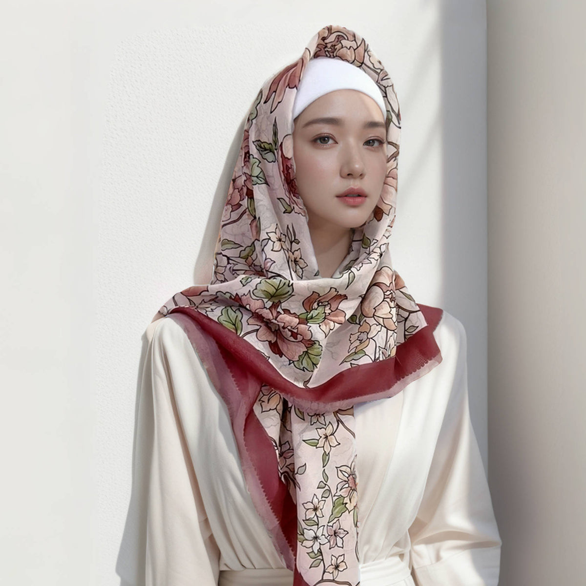 WJA283 High-grade Bali printed women's square scarf, versatile sun protection headscarf for warmth - MinYang Fashion Apparel Accessory Manufacturer