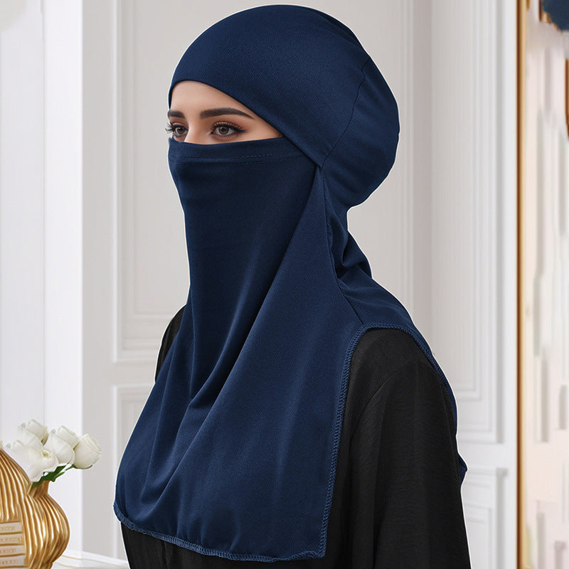 MSL095 Crystal hemp face covering solid color hijab cap