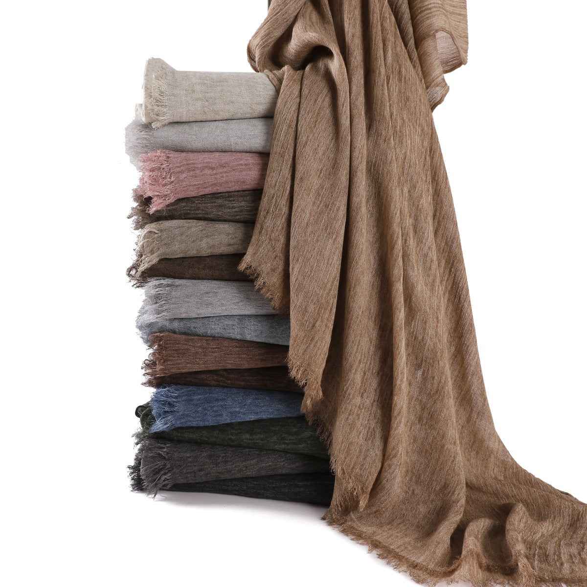 YZ310 Dirt-Washed Crinkled hijab with Raw Edge