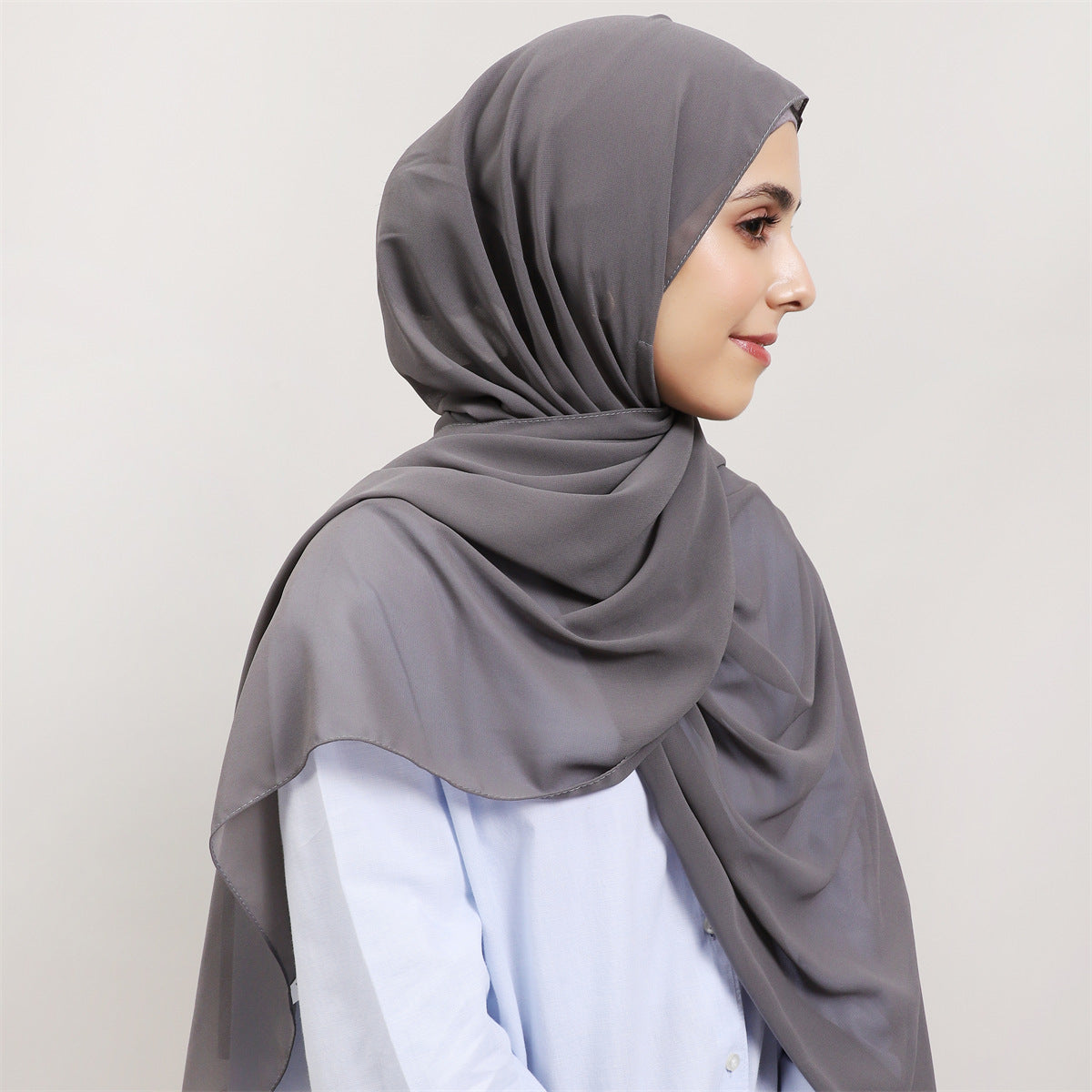WJ062 Solid color elastic tube hat magnetic buckle integrated hijab set cap