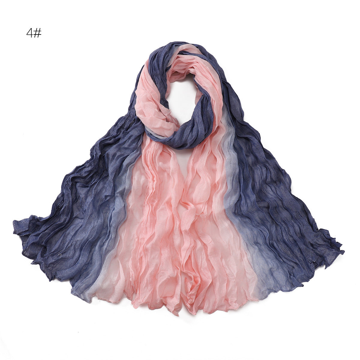 YZ205 Cotton and linen gradient wrinkled dyed long scarf hijab hijab/tudung printed hijab printed scarf Gradient - MinYang Fashion Apparel Accessory Manufacturer