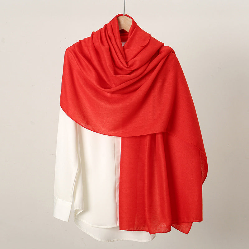VS814 New retro solid color cotton and linen scarf for women - MinYang Fashion Apparel Accessory Manufacturer