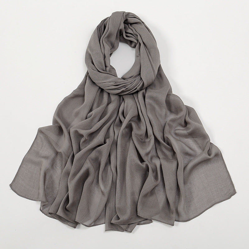 VS694New solid color curled cotton long scarf women's headscarf - MinYang Fashion Apparel Accessory Manufacturer