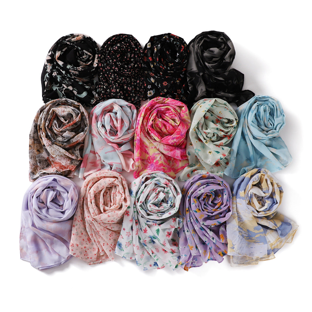 YH1-282 Breathable pearl chiffon print hijab
