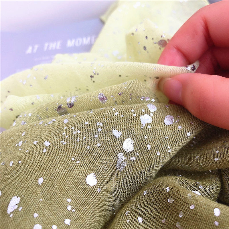 ND406 Cotton and linen solid color silver hot dot gradient color scarf hijab hijab/tudung printed hijab printed scarf Gradient - MinYang Fashion Apparel Accessory Manufacturer