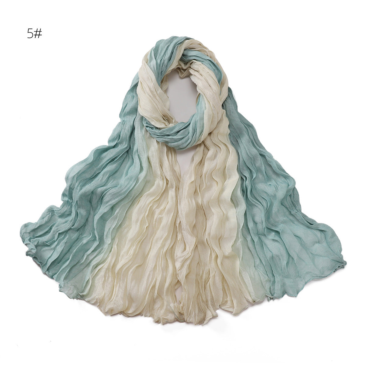 YZ205 Cotton and linen gradient wrinkled dyed long scarf hijab hijab/tudung printed hijab printed scarf Gradient - MinYang Fashion Apparel Accessory Manufacturer