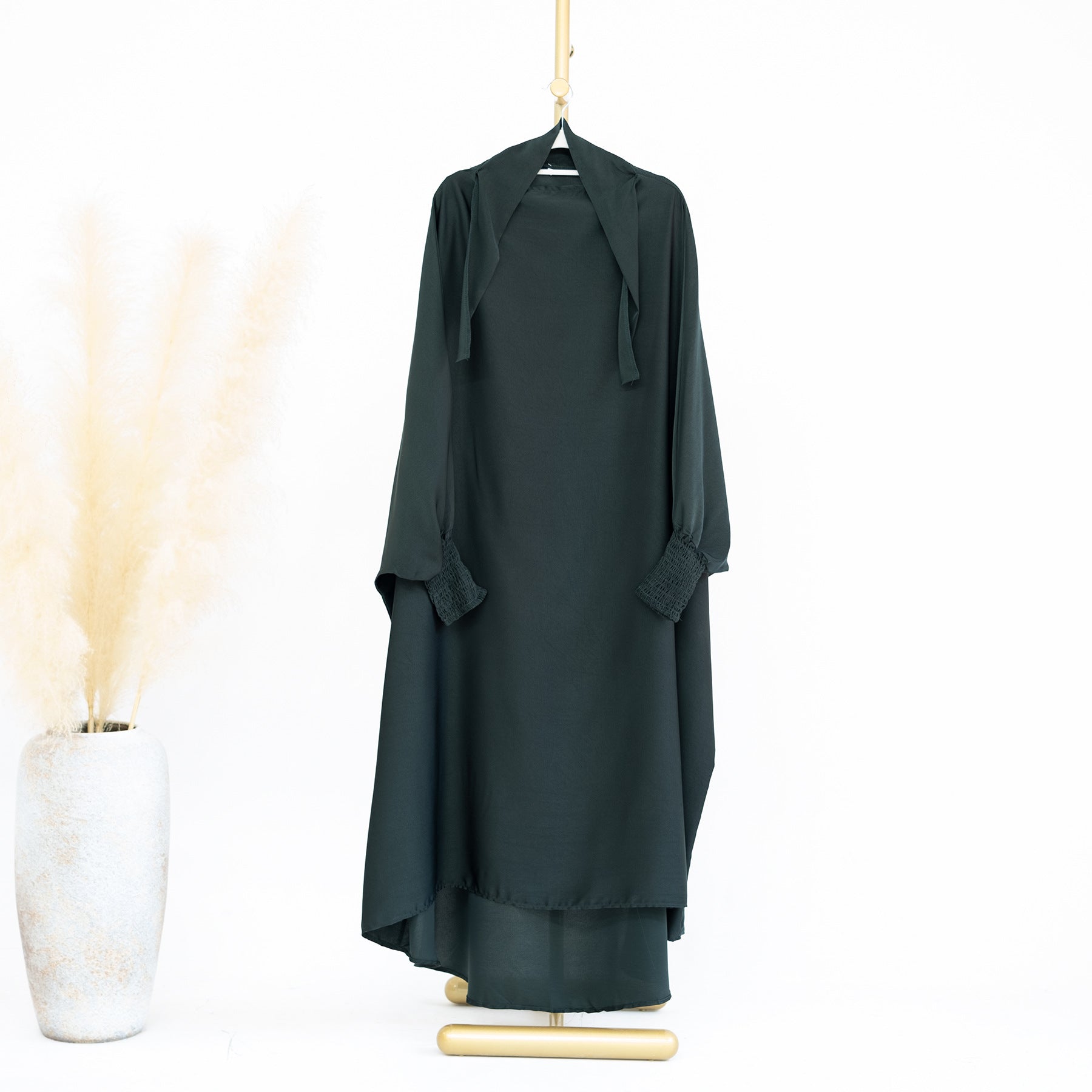 LR662 Pakaian gaun panjang kanak-kanak warna solid abaya abaya