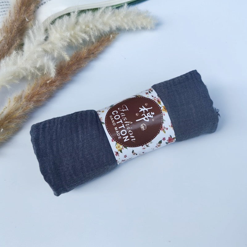 WJ01 Cotton scarf solid color scarf wrinkled bubble scarf shawl headscarf