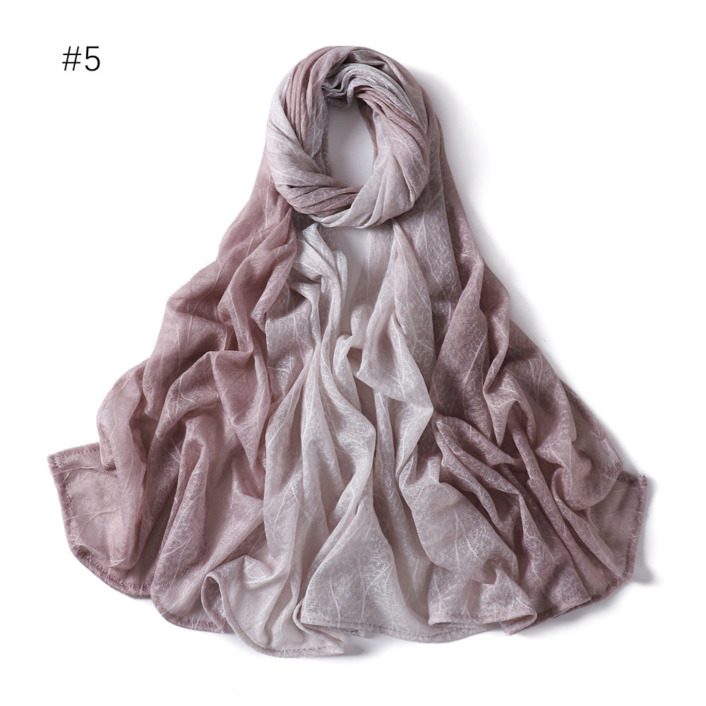 YZ80 Lace breathable hollow slightly elastic wave gradient color hijab hijab/tudung printed hijab printed scarf Gradient