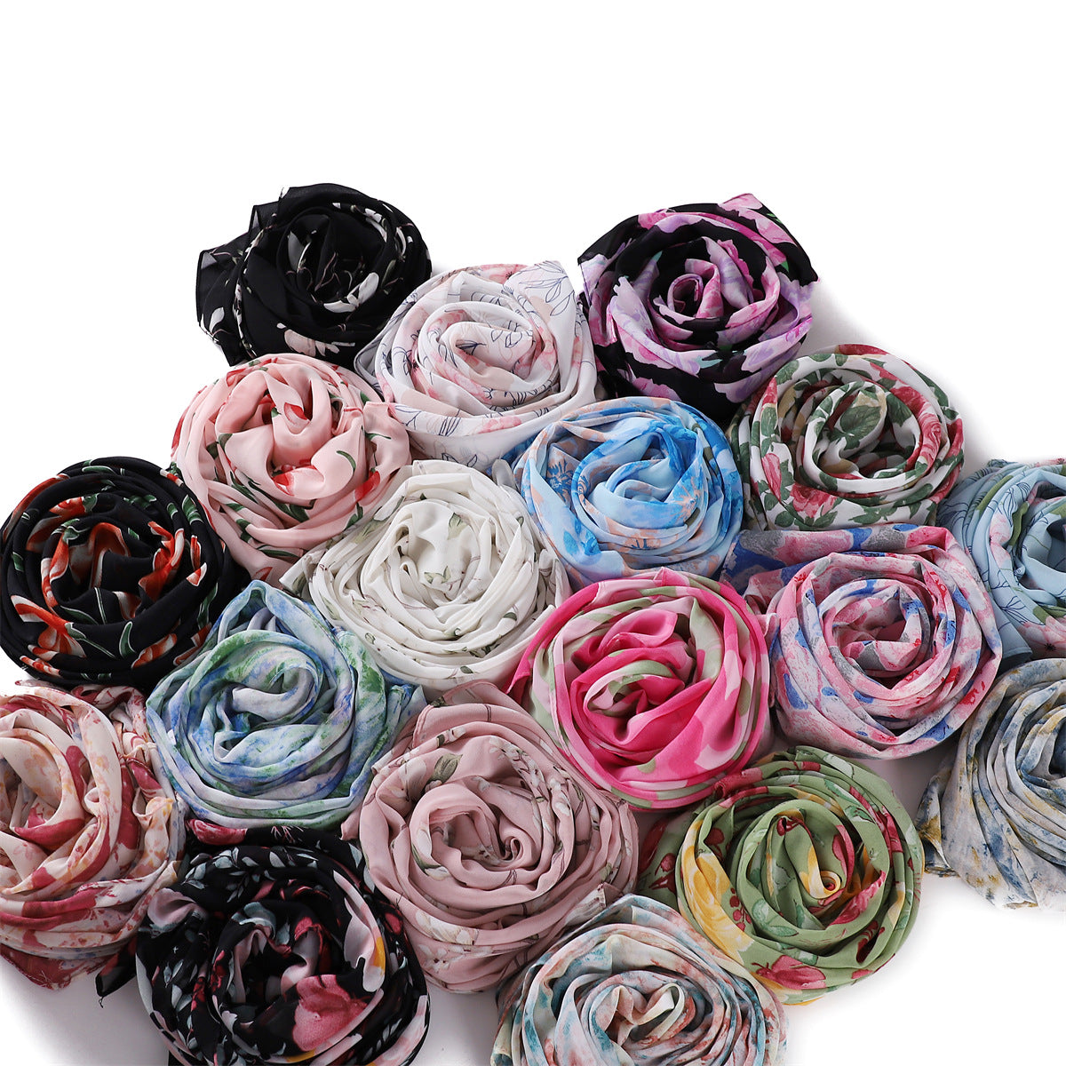 YH1-282 Breathable pearl chiffon print hijab
