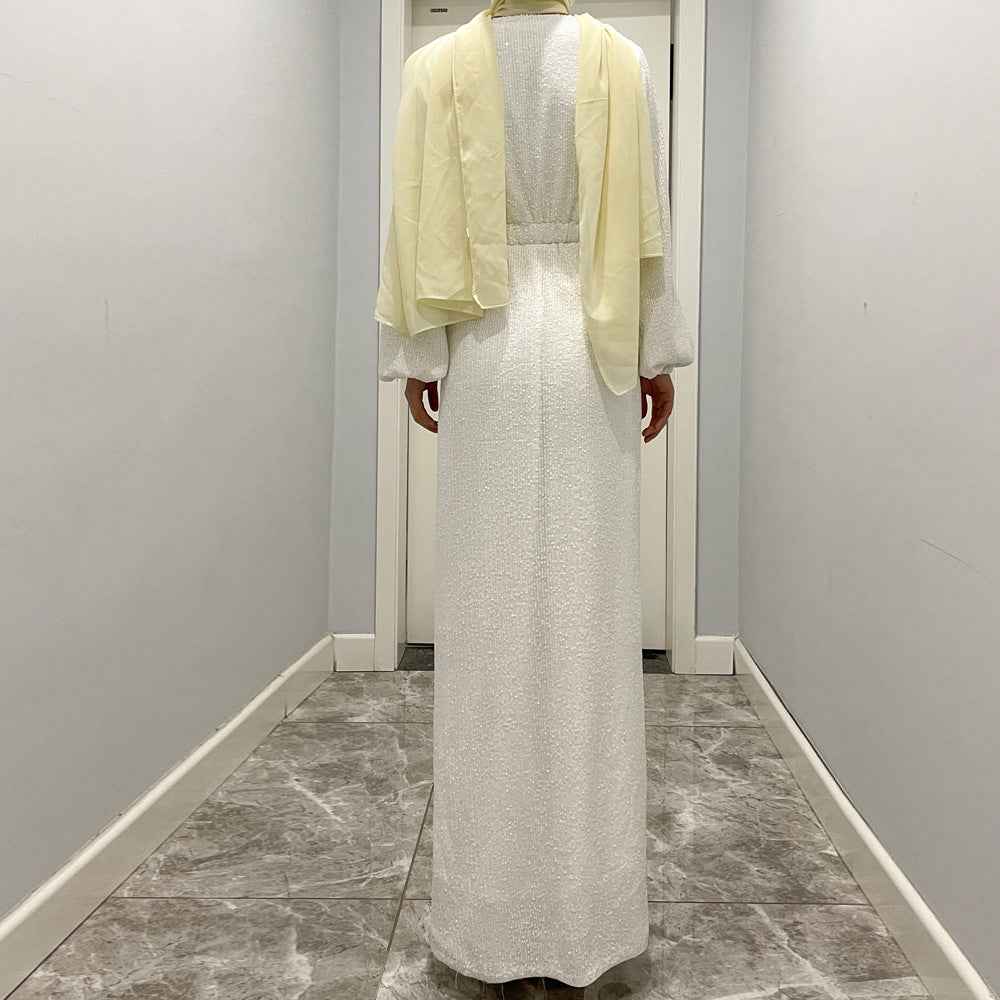 1336 sequin muslim abaya long dress