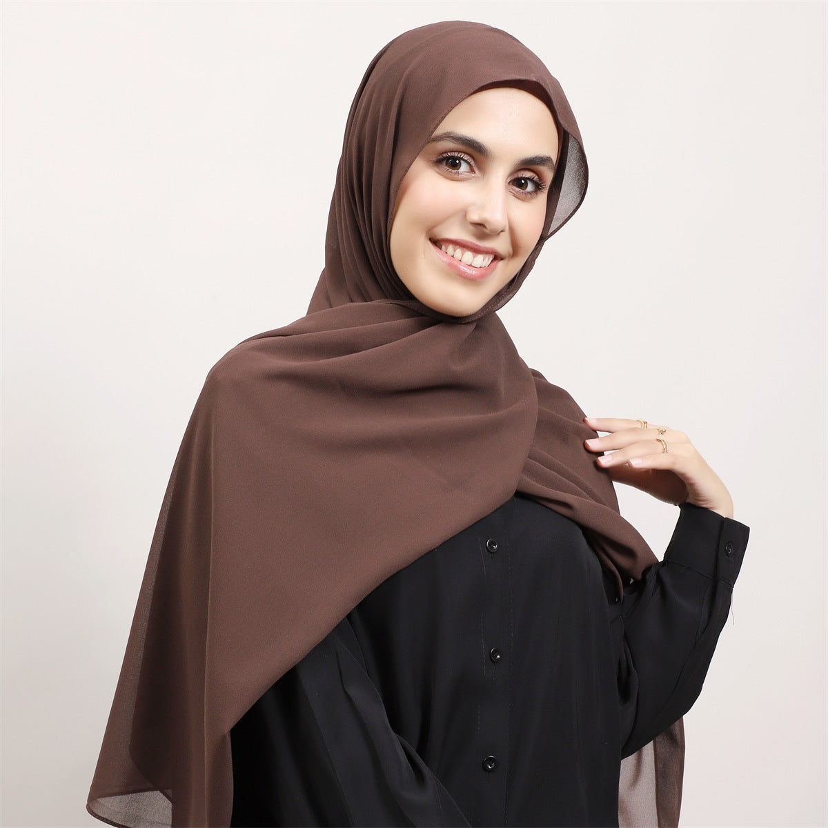 WJ062 Solid color elastic tube hat magnetic buckle integrated hijab set cap