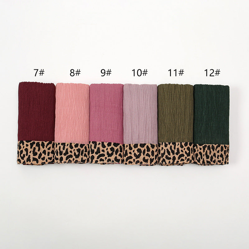 VS773 Hot sale new style leopard wrinkle polyester long scarf solid color headscarf - MinYang Fashion Apparel Accessory Manufacturer