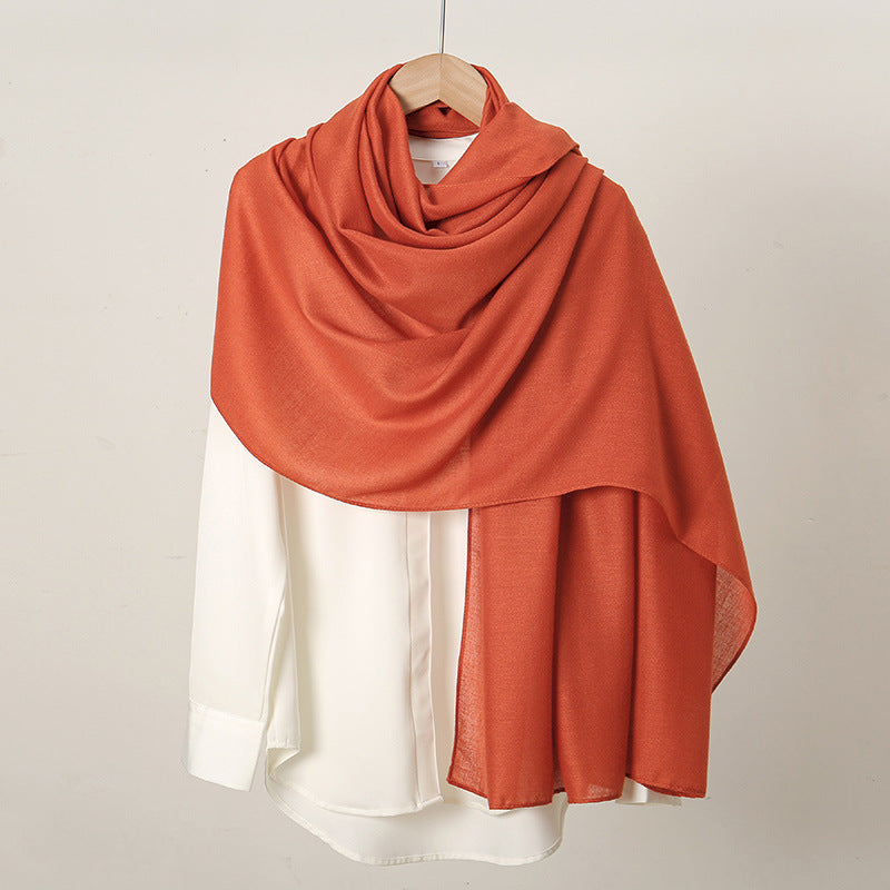 VS814 New retro solid color cotton and linen scarf for women - MinYang Fashion Apparel Accessory Manufacturer