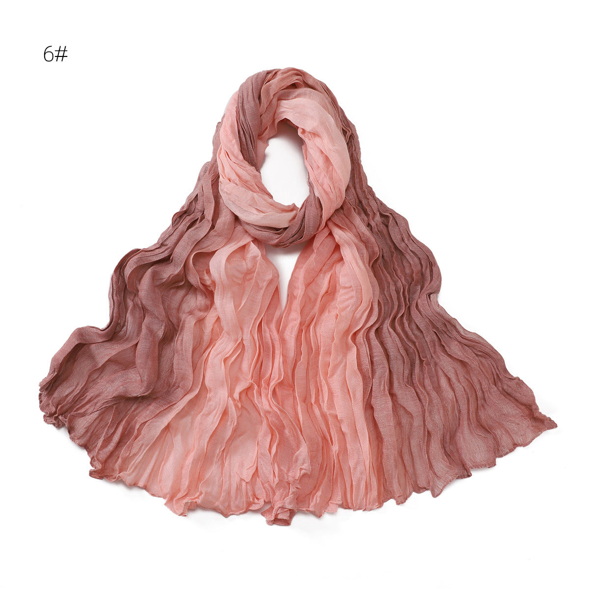 YZ205 Cotton and linen gradient wrinkled dyed long scarf hijab hijab/tudung printed hijab printed scarf Gradient - MinYang Fashion Apparel Accessory Manufacturer