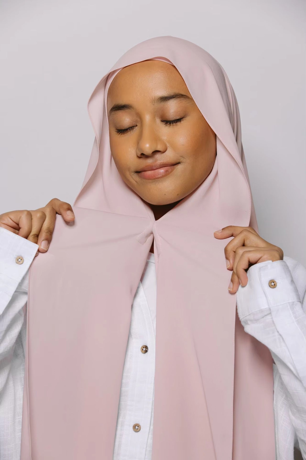 WJ062 Solid color elastic tube hat magnetic buckle integrated hijab set cap