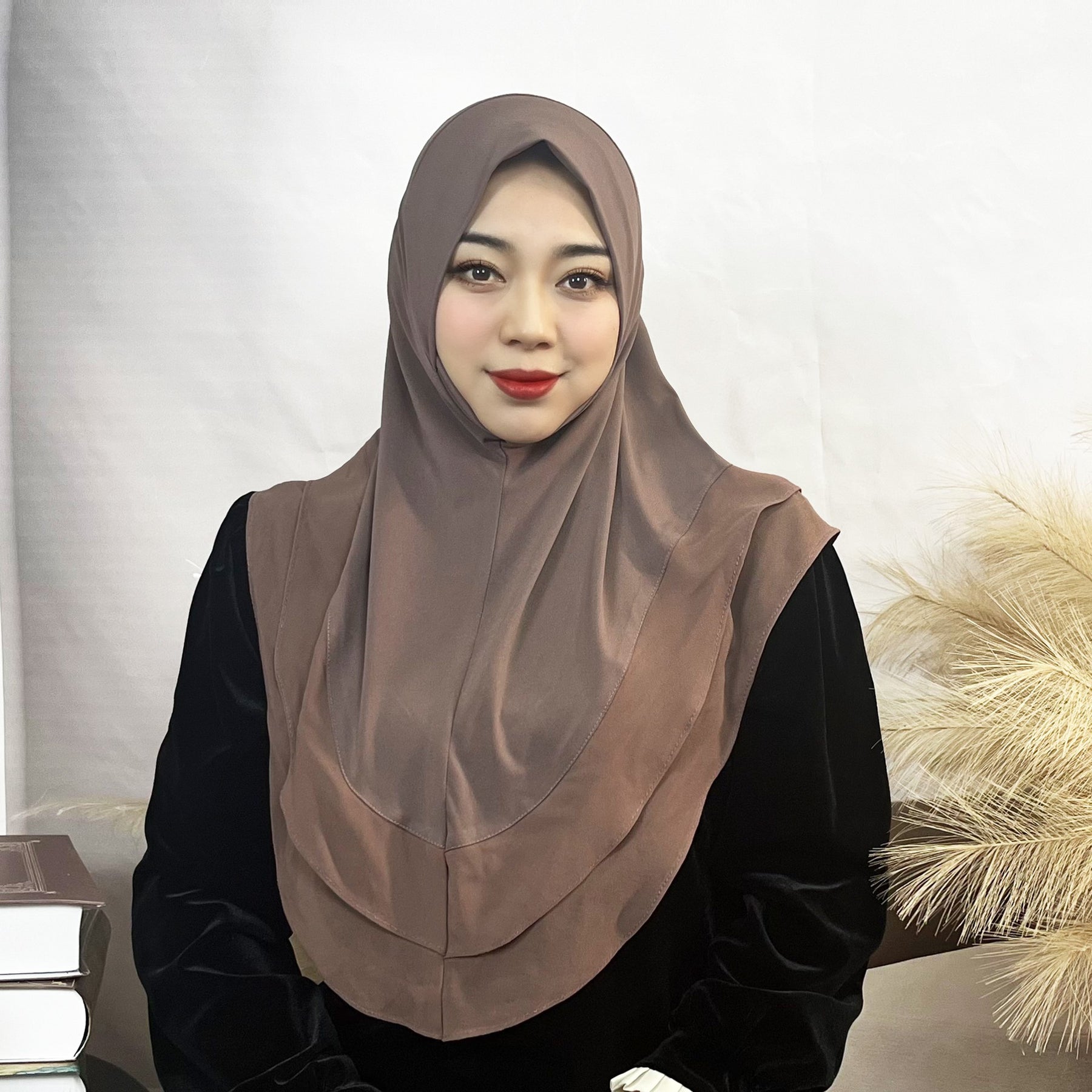 TD50-038 Women's Head Scarf Solid Color Crystal Linen Double Chiffon Scarf Shawl