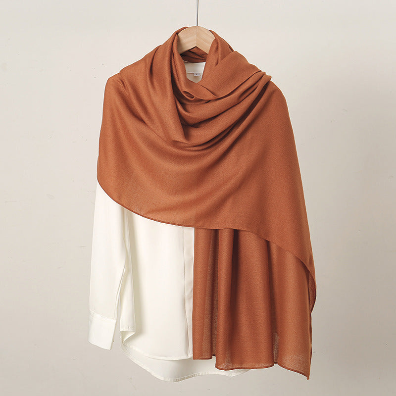 VS814 New retro solid color cotton and linen scarf for women - MinYang Fashion Apparel Accessory Manufacturer