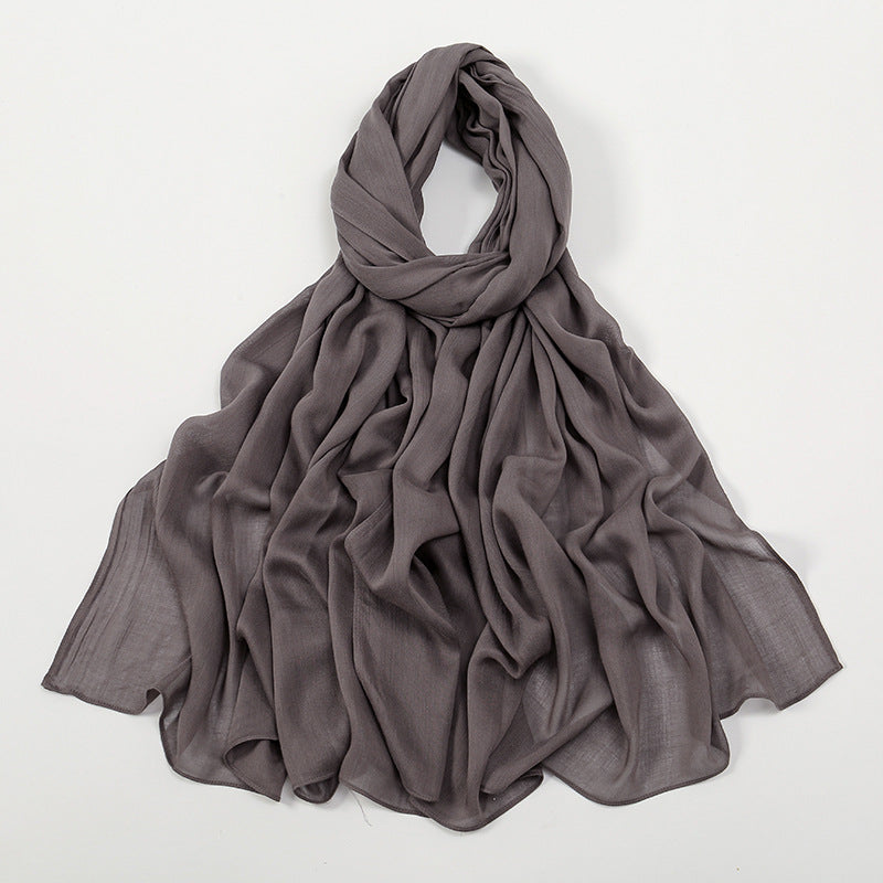 VS694New solid color curled cotton long scarf women's headscarf - MinYang Fashion Apparel Accessory Manufacturer