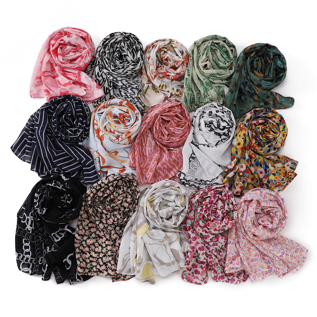 YH1-282 Breathable pearl chiffon print hijab