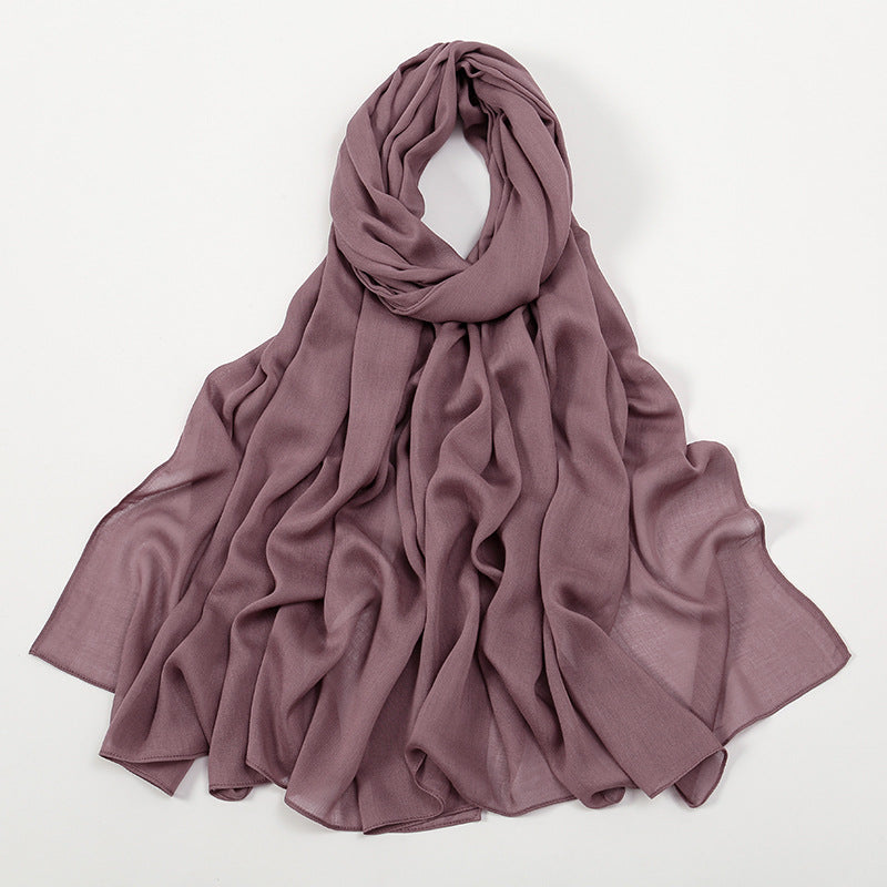 VS694New solid color curled cotton long scarf women's headscarf - MinYang Fashion Apparel Accessory Manufacturer