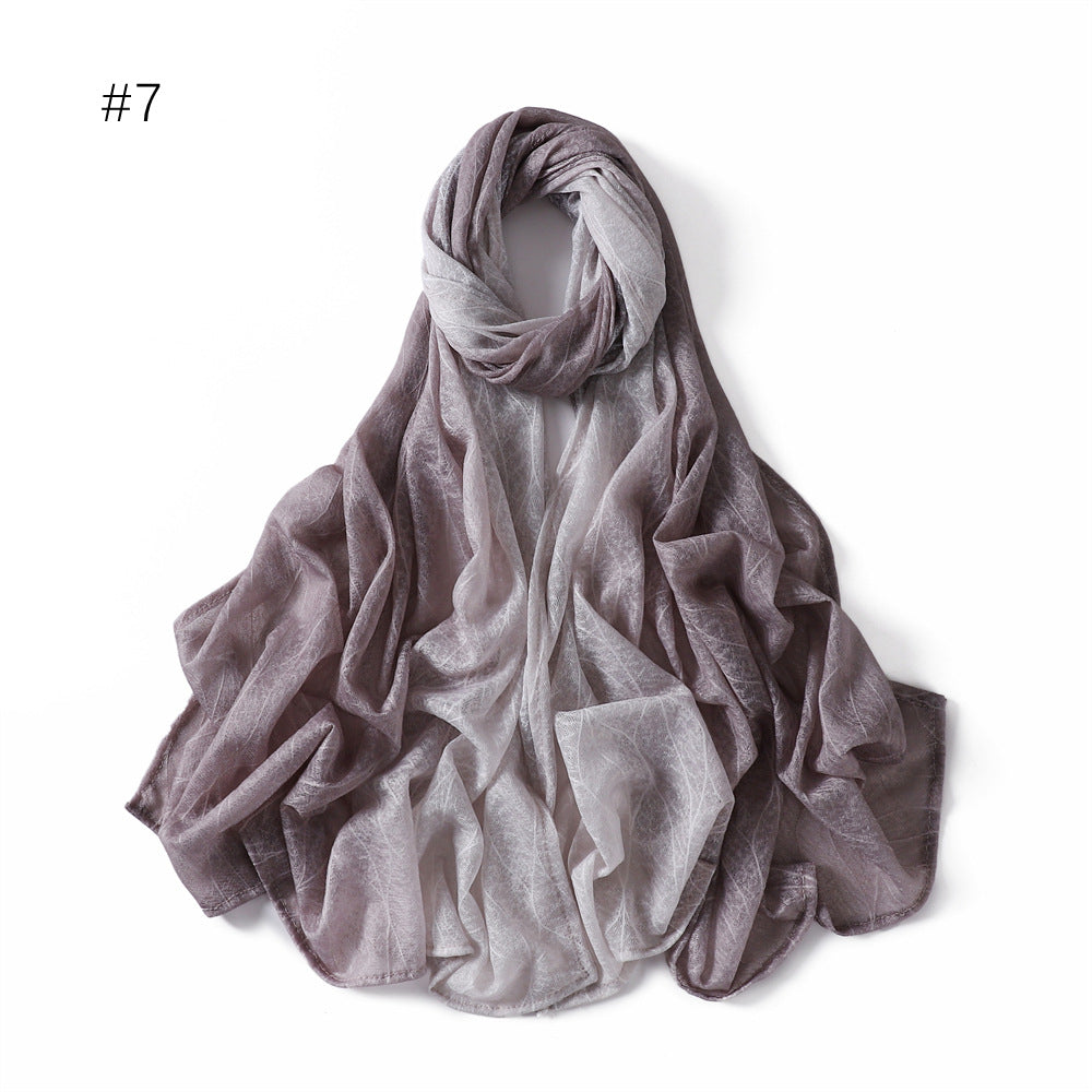 YZ80 Lace breathable hollow slightly elastic wave gradient color hijab hijab/tudung printed hijab printed scarf Gradient