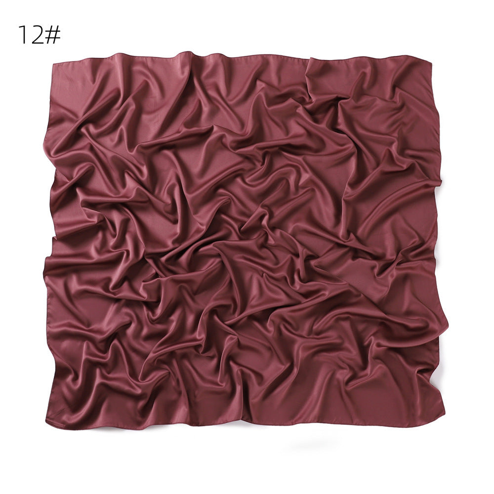 YZ190 90cm Matte Satin Faux Silk Satin Solid Square Shawl Scarf - MinYang Fashion Apparel Accessory Manufacturer