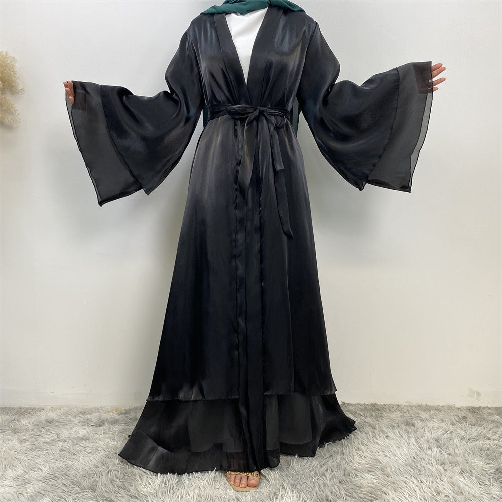 1926 Muslim Shiny Satin Cardigan Robe - MinYang Fashion Apparel Accessory Manufacturer