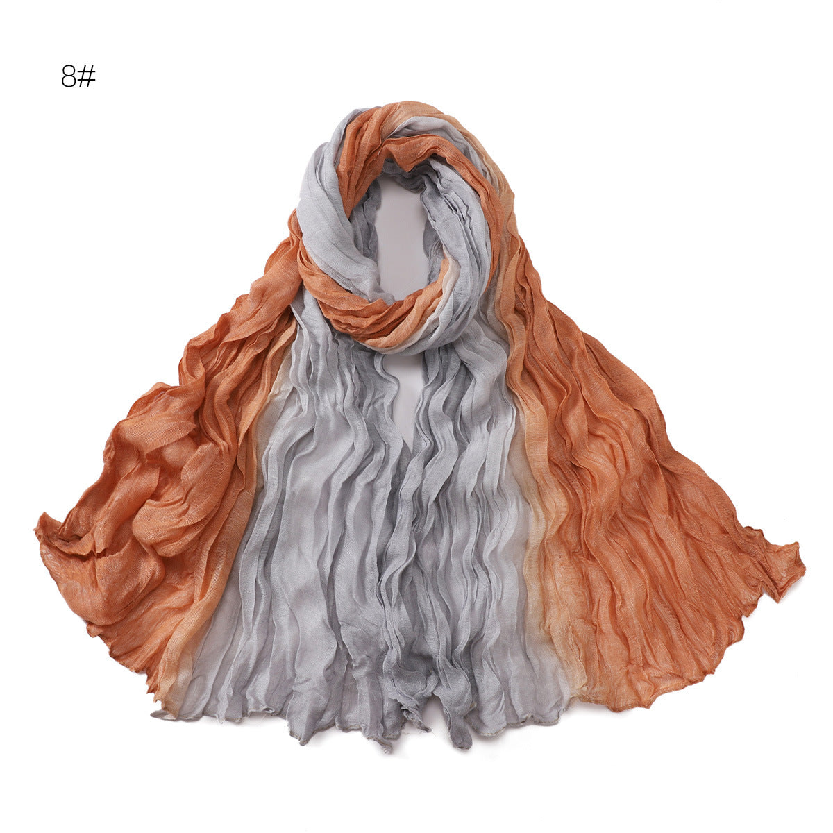 YZ205 Cotton and linen gradient wrinkled dyed long scarf hijab hijab/tudung printed hijab printed scarf Gradient - MinYang Fashion Apparel Accessory Manufacturer