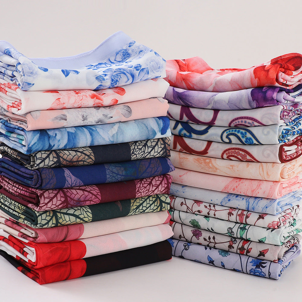 MSL333 New spring and summer pearl chiffon digital printing color scarf New spring and summer pearl chiffon digital printing color scarf