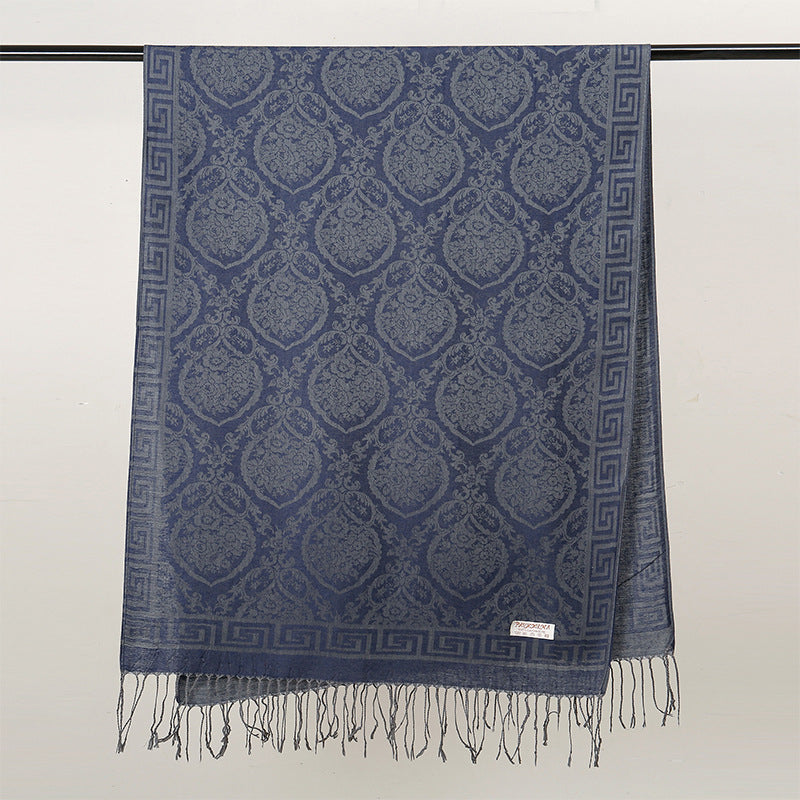 MY03 New Jacquard Tassel Long Scarf - MinYang Fashion Apparel Accessory Manufacturer
