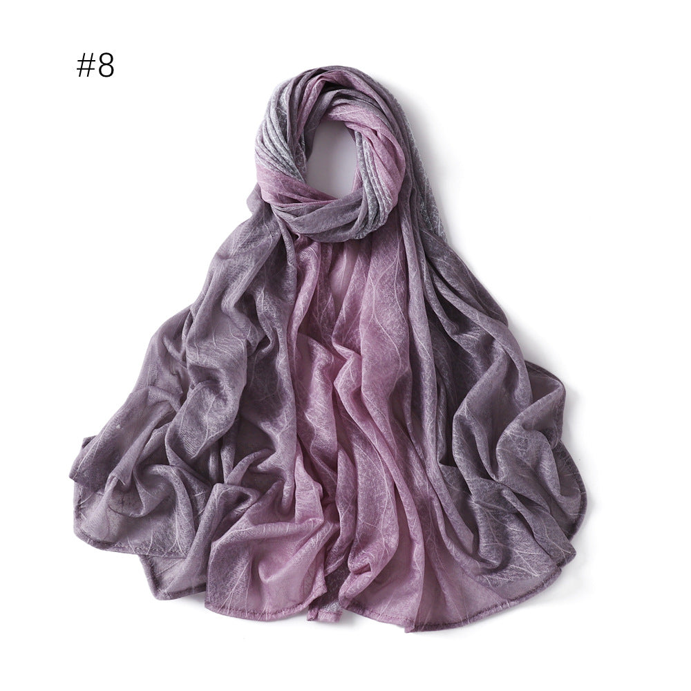 YZ80 Lace breathable hollow slightly elastic wave gradient color hijab hijab/tudung printed hijab printed scarf Gradient