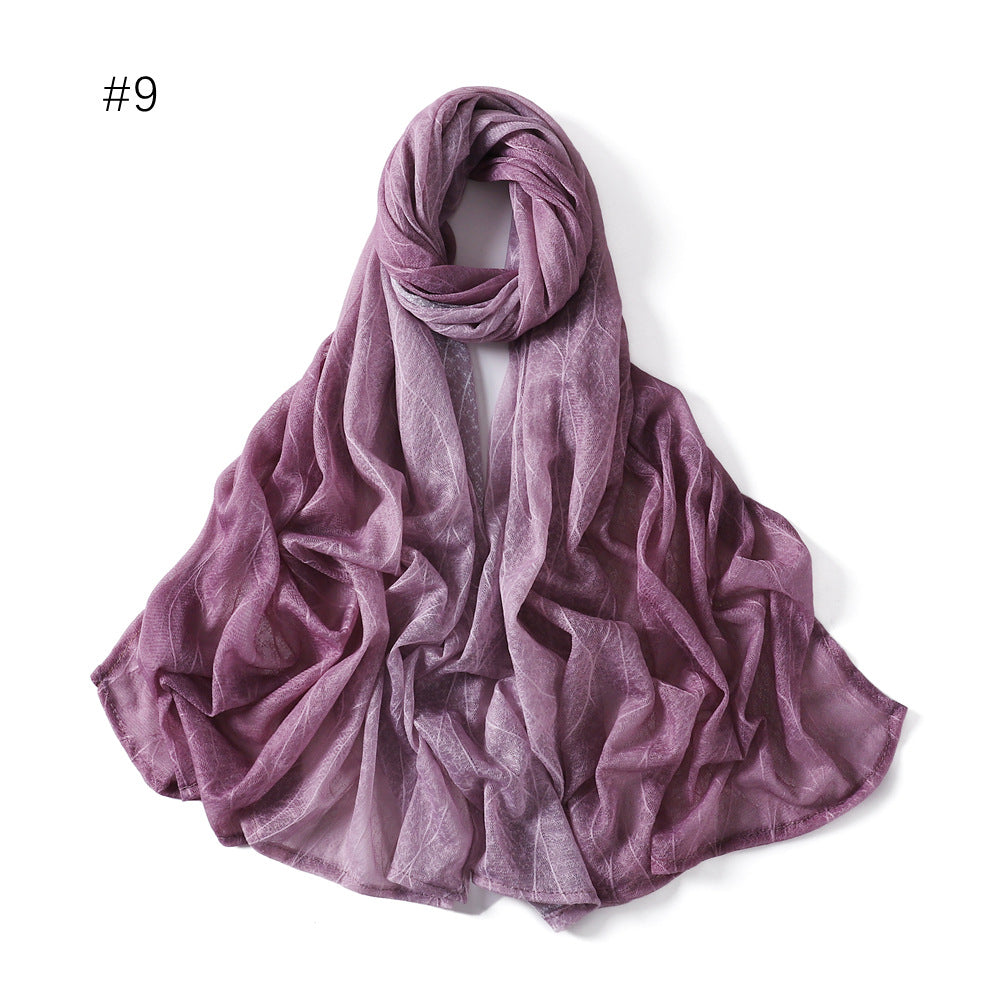 YZ80 Lace breathable hollow slightly elastic wave gradient color hijab hijab/tudung printed hijab printed scarf Gradient