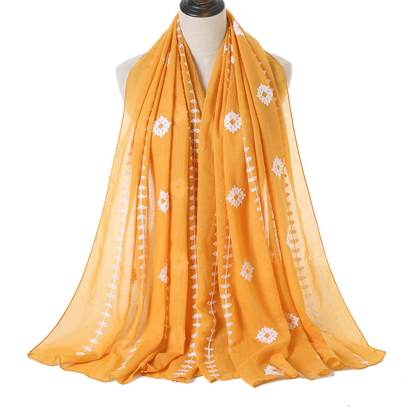 VS244 embroidered cotton hijab