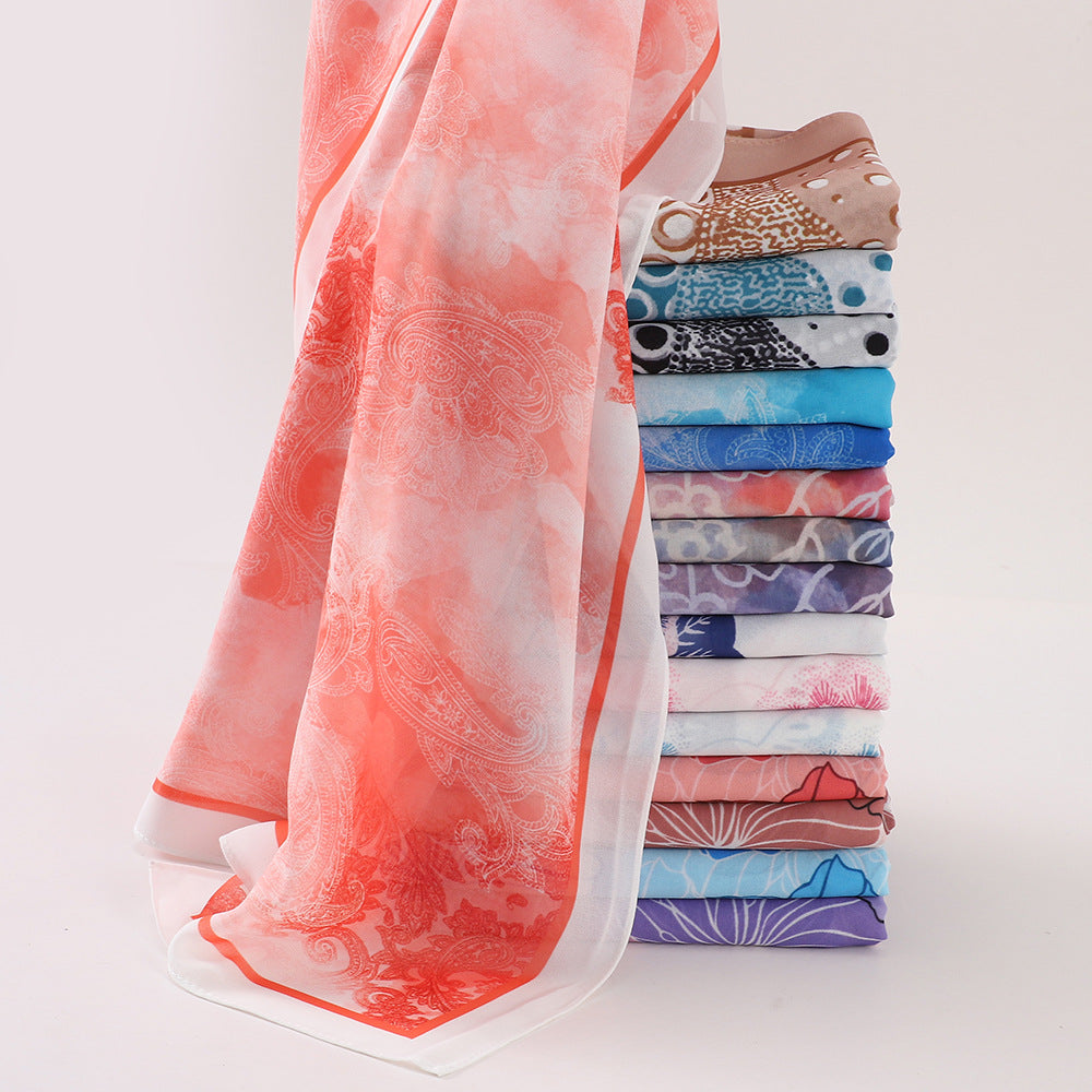 MSL333 New spring and summer pearl chiffon digital printing color scarf New spring and summer pearl chiffon digital printing color scarf