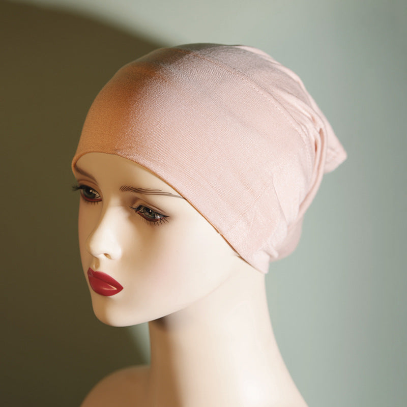 QY001 Tiada pil, tiada pudar, topi tong pelbagai warna, warna pepejal, kapas tulen, topi asas kapas mercerized, tudung kapas untuk wanita, anjal dan bernafas